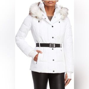 MICHAEL KORS Active Belted Faux-Fur-Trim Puffer Coat
